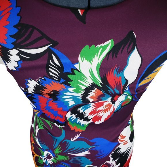 SOLD Calvin Klein Tropical Floral Scuba Colorful Sheath Dress Women's Size 10 - Picture 7 of 12